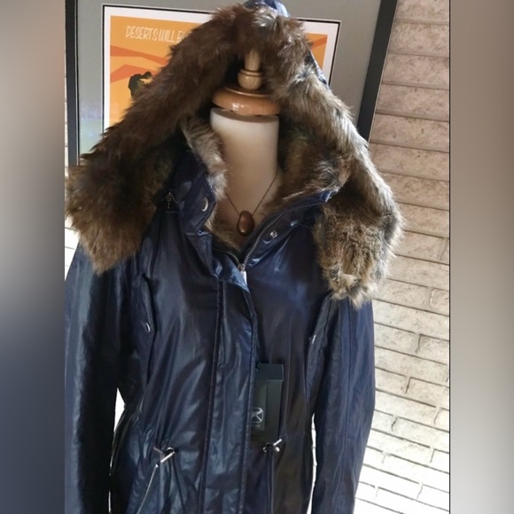 New Marc New York Lauren Coated Cotton Anorak Shiny L Winter Coat Snow Heavy - Picture 4 of 8